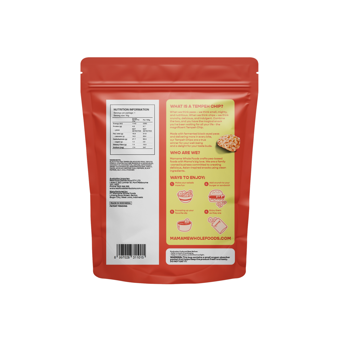 Tempeh Chips Hot Chilli 50g /12