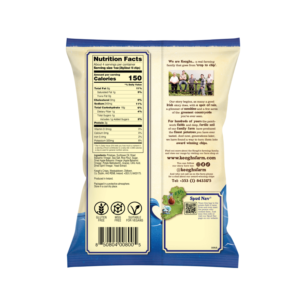 Potato Chips Vinegar & Sea Salt 125g/12