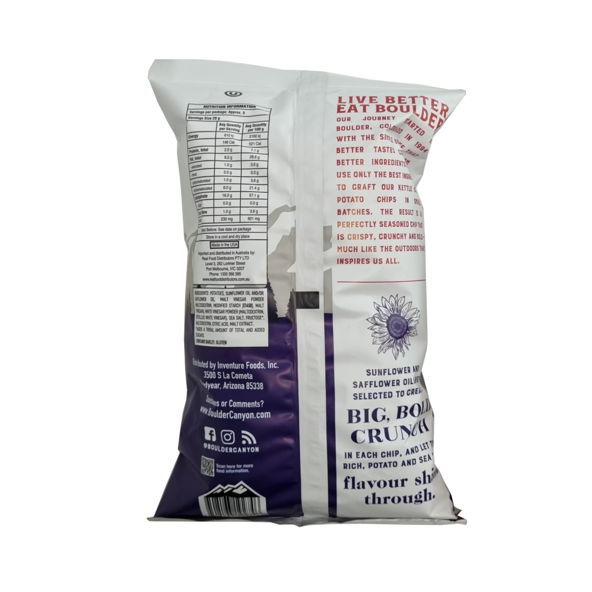 Potato Chips Malt Vinegar & Sea Salt 142g/12