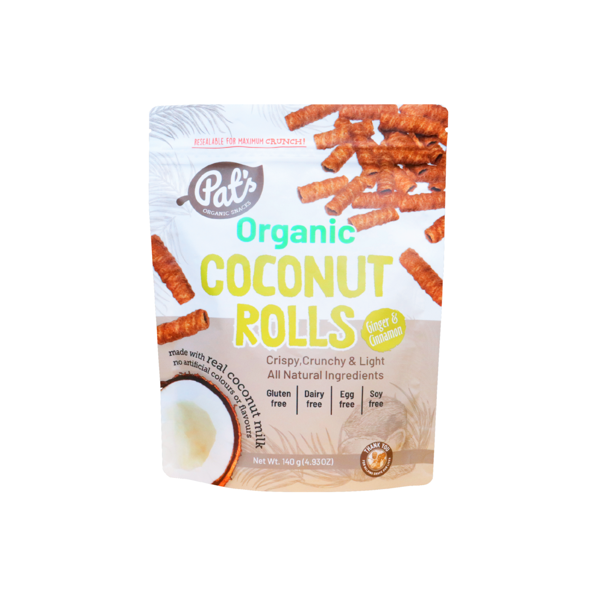 Coconut Rolls Ginger Cinnamon 140g/12