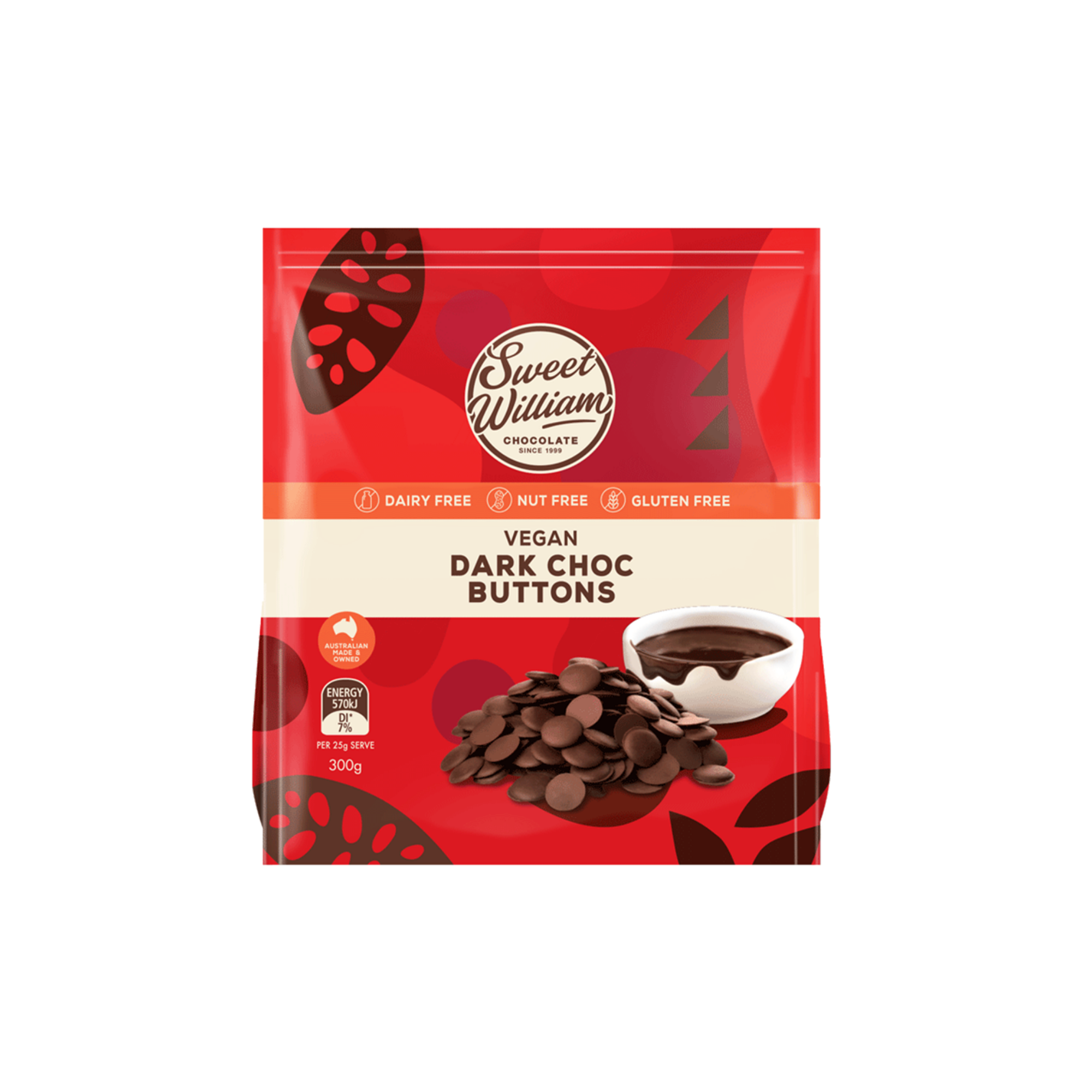 Baking Buttons Dark Choc 300g/5