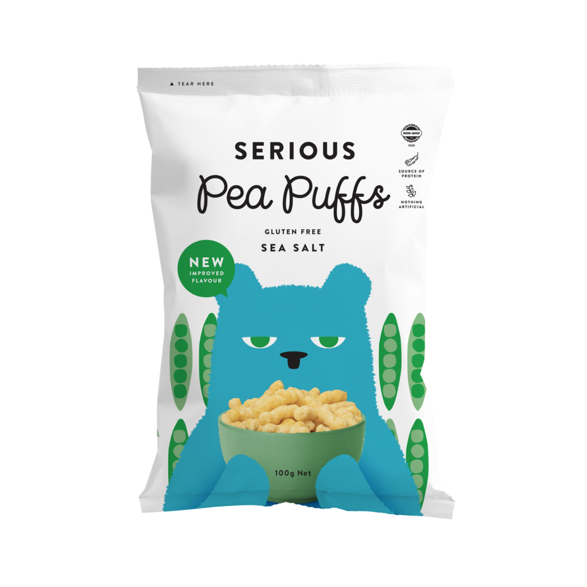 Pea Puffs Sea Salt 100g/12