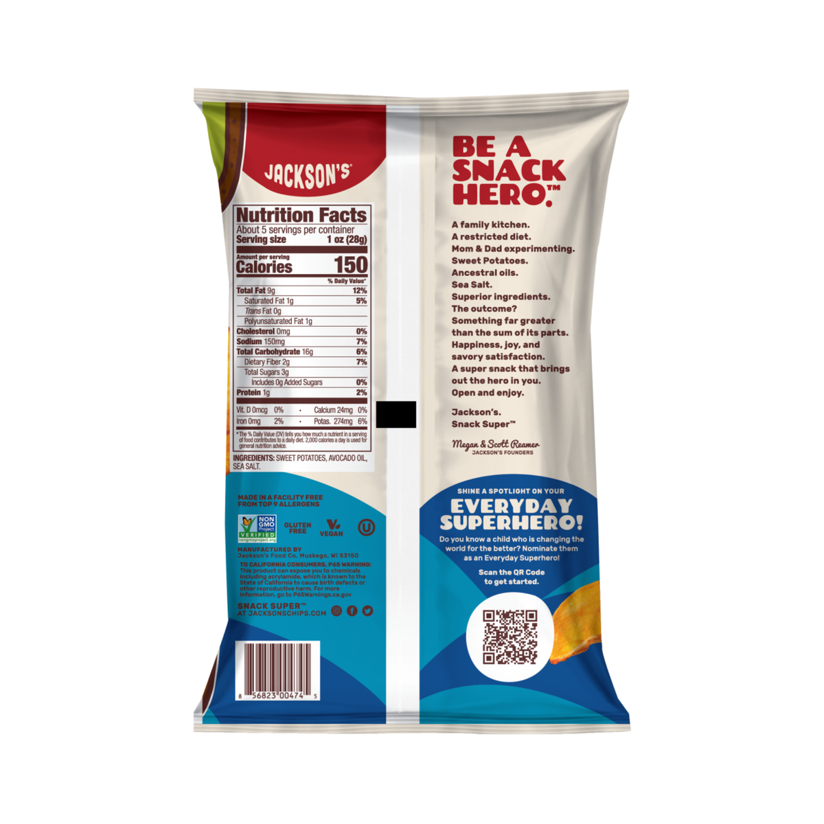 Sweet Potato Chips Avocado Oil Sea Salt 142g/12