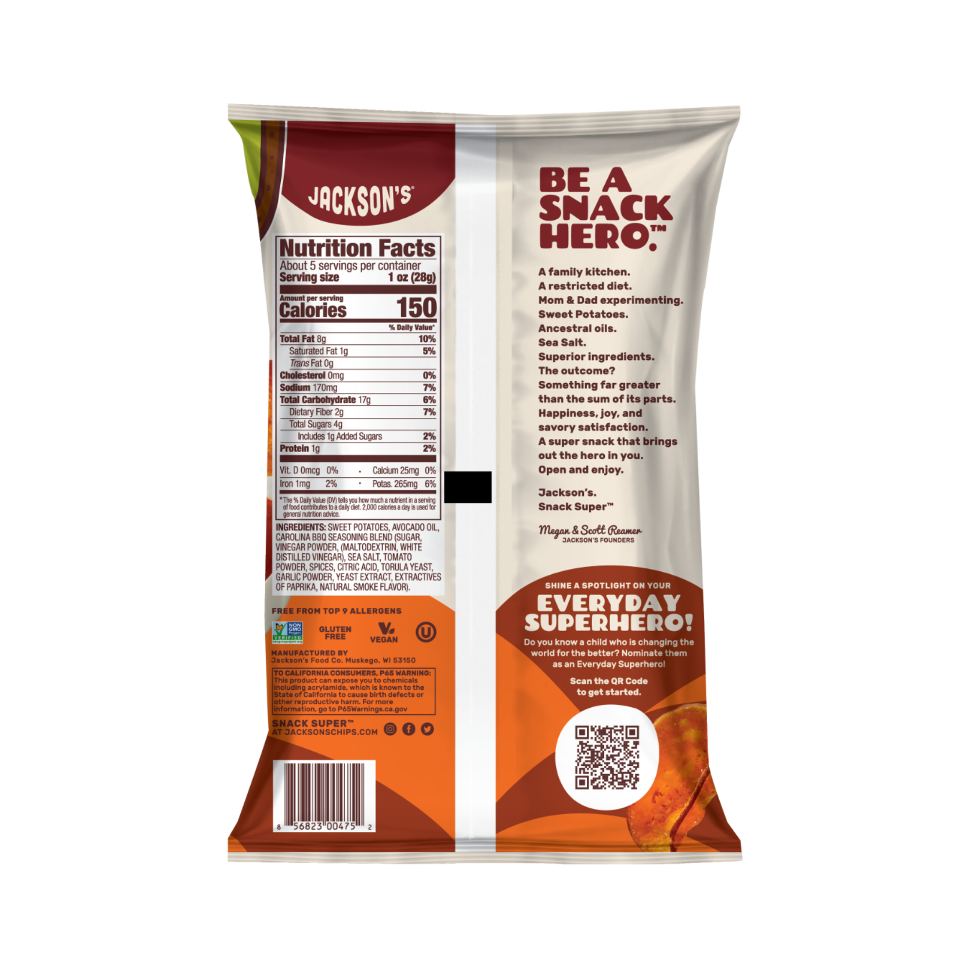 Sweet Potato Chips Avo Oil Carolina BBQ 142g/12