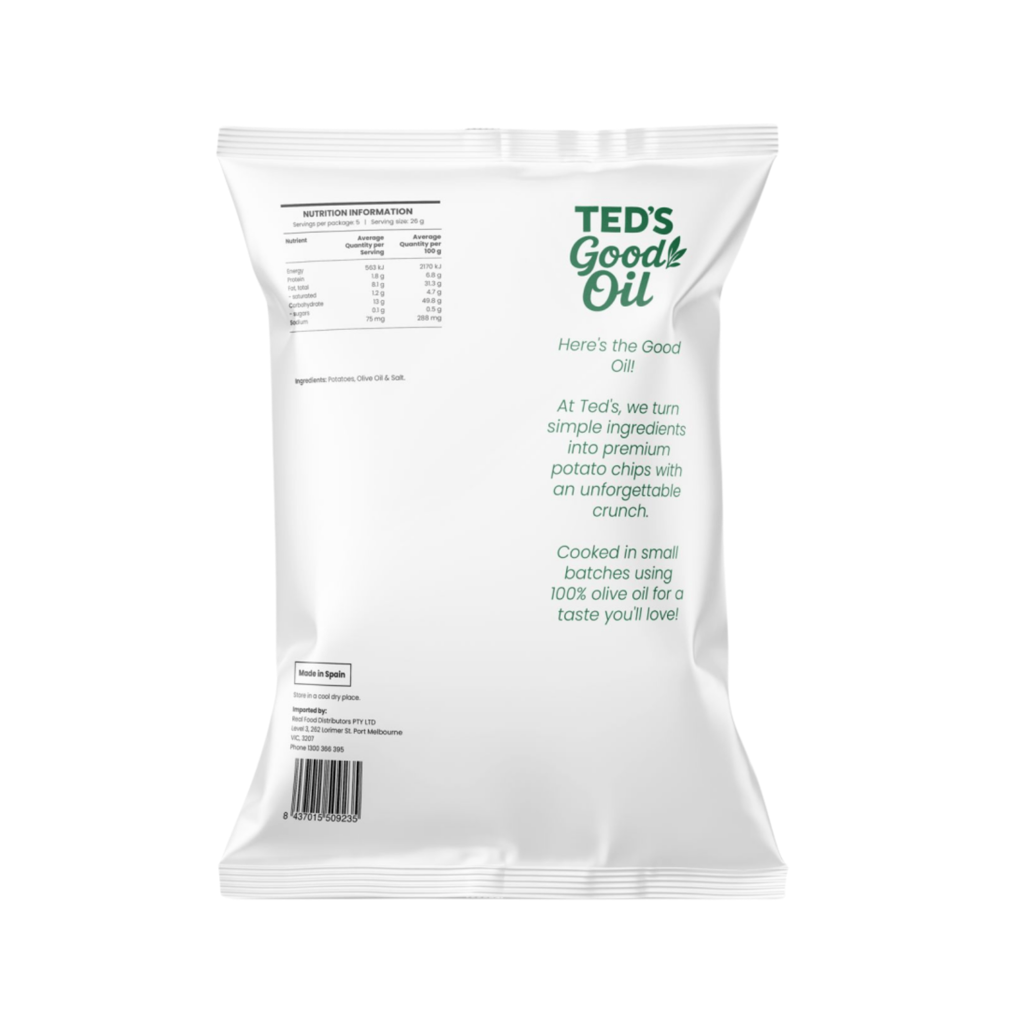 Potato Chips Olive Oil Sea Salt 130g/10