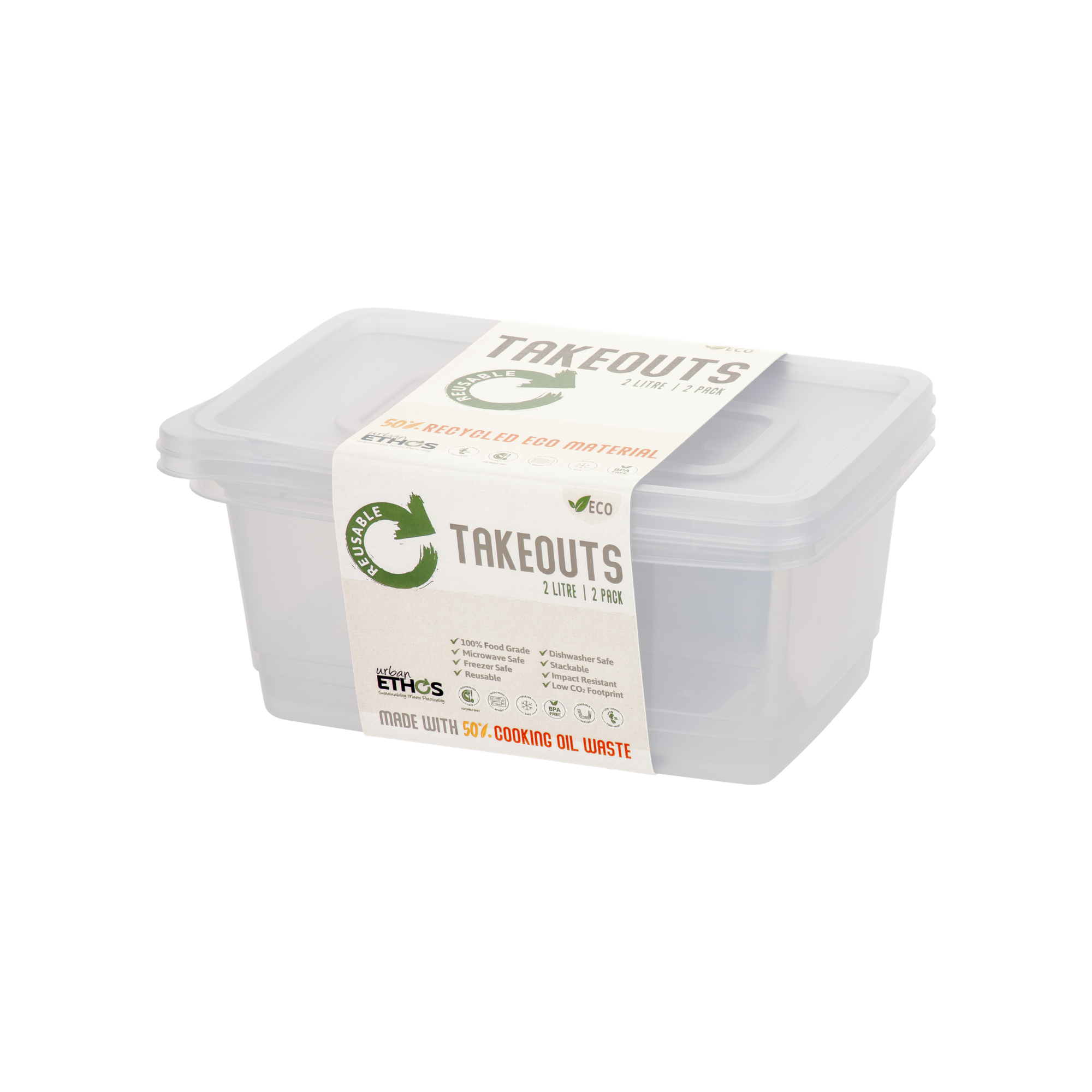 Reusable Container 2L Rectangle 2-Pack/12