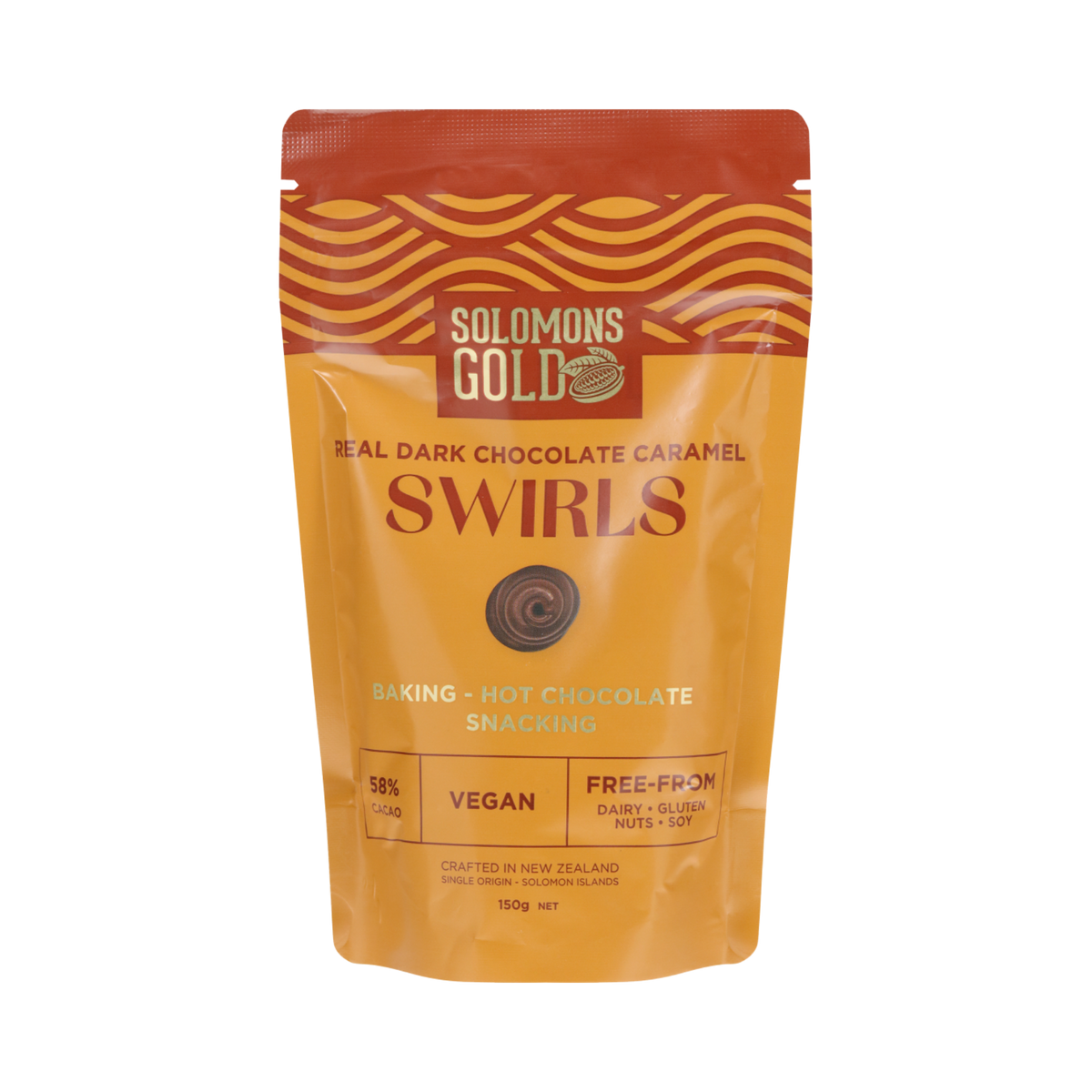 Baking Swirls Dark Chocolate Caramel 58% 150g/8