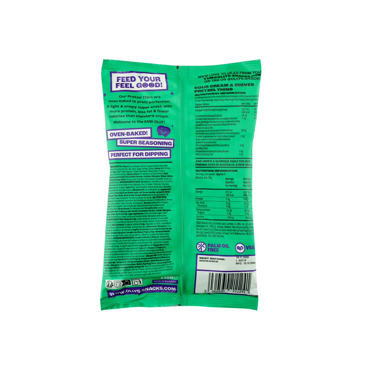 Pretzel Thins Sour Cream & Onion 140g/7