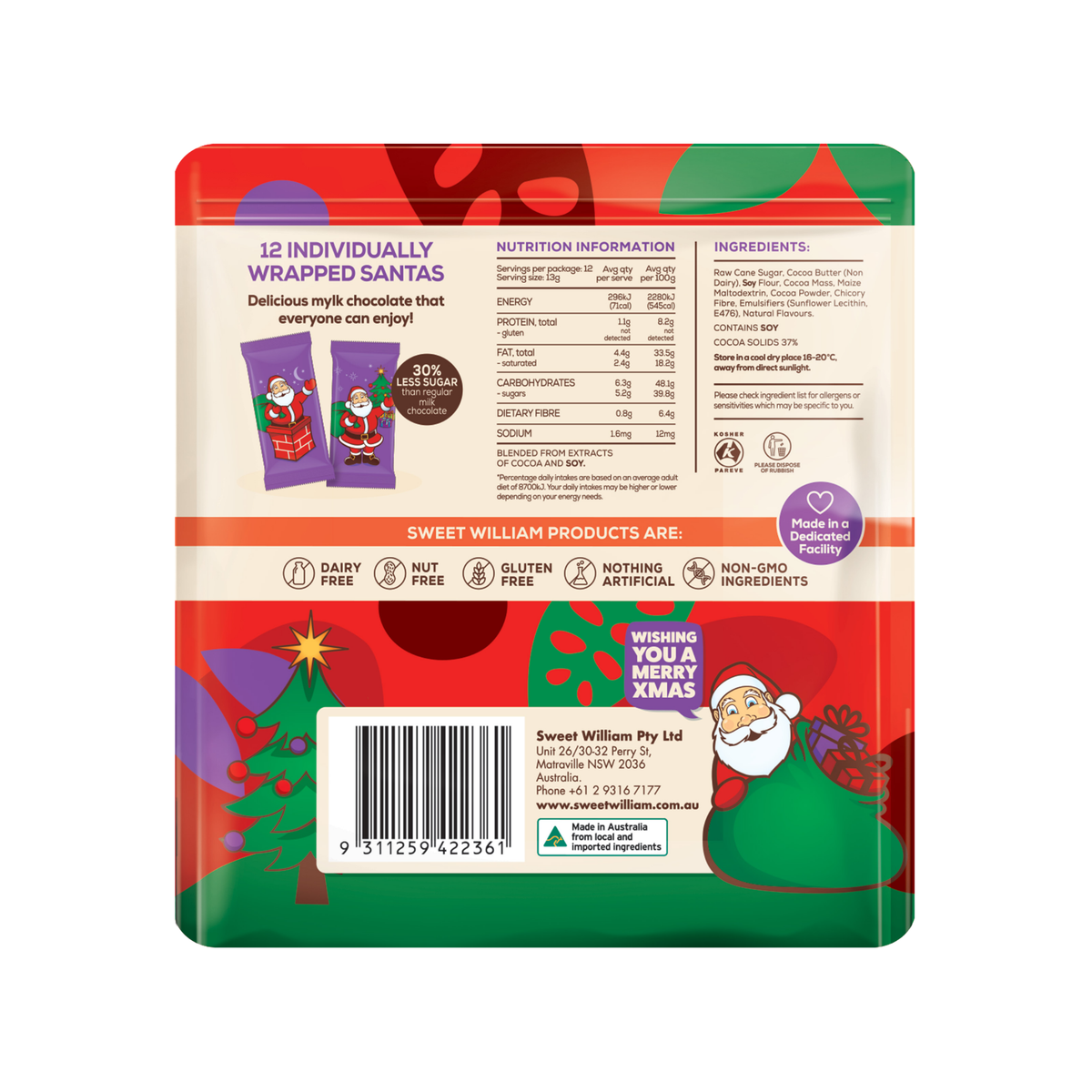 Multipack Chocolate Santas 155g/8