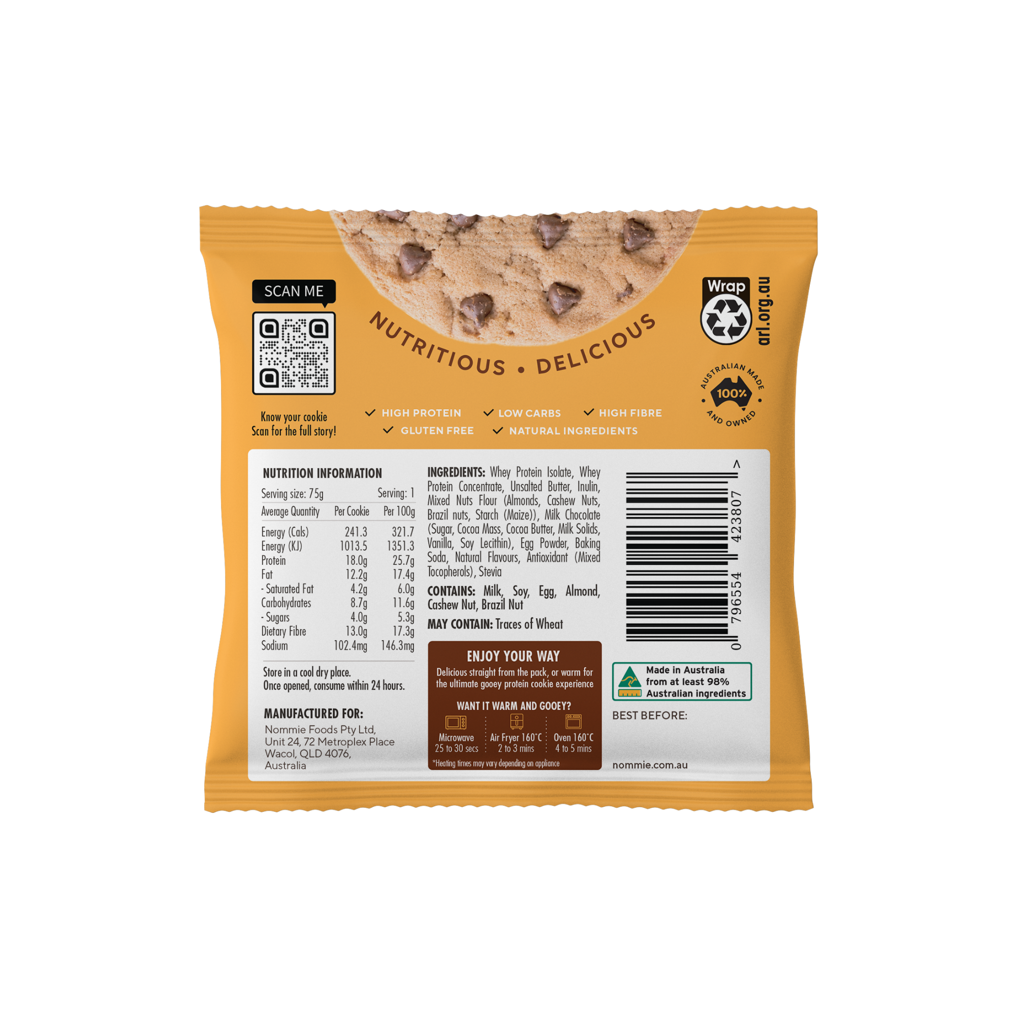 Protein Cookie Choc Chip 75g/10