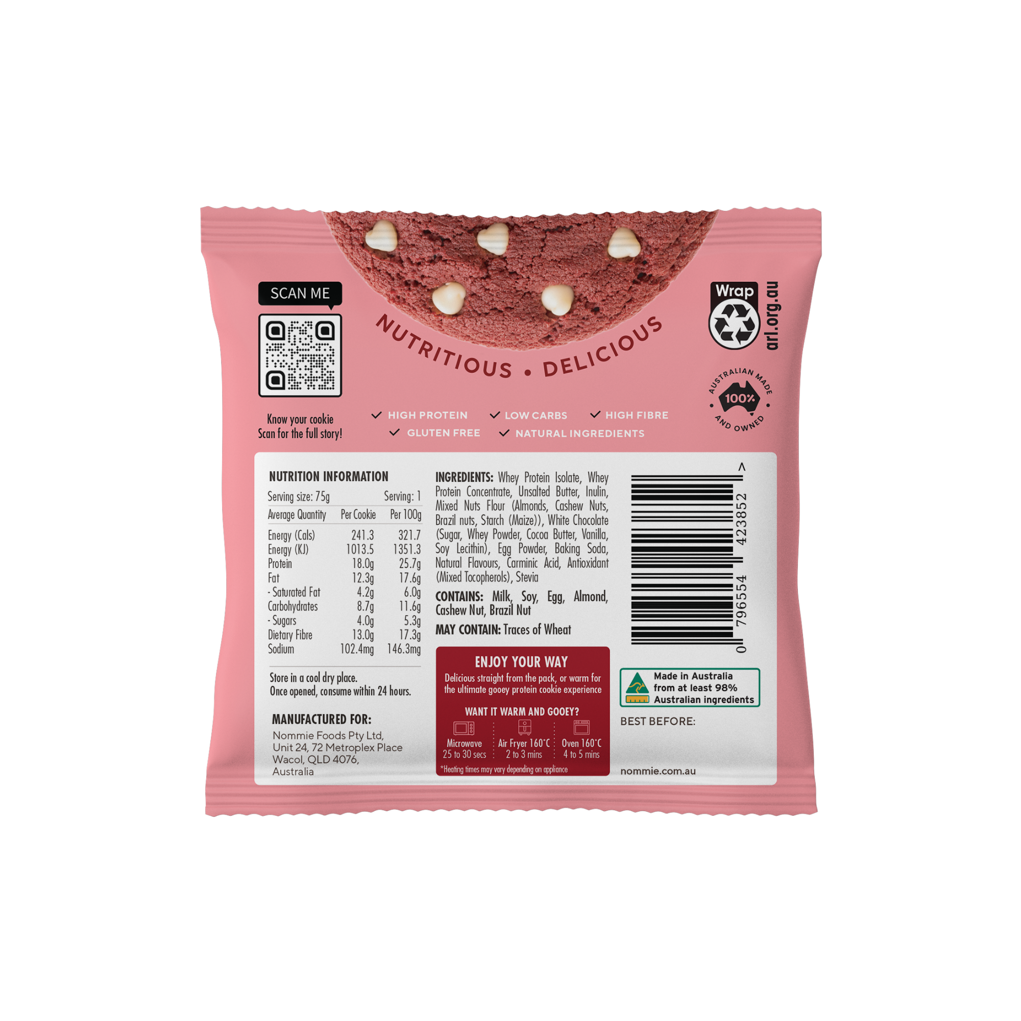 Protein Cookie Red Velvet 75g/10