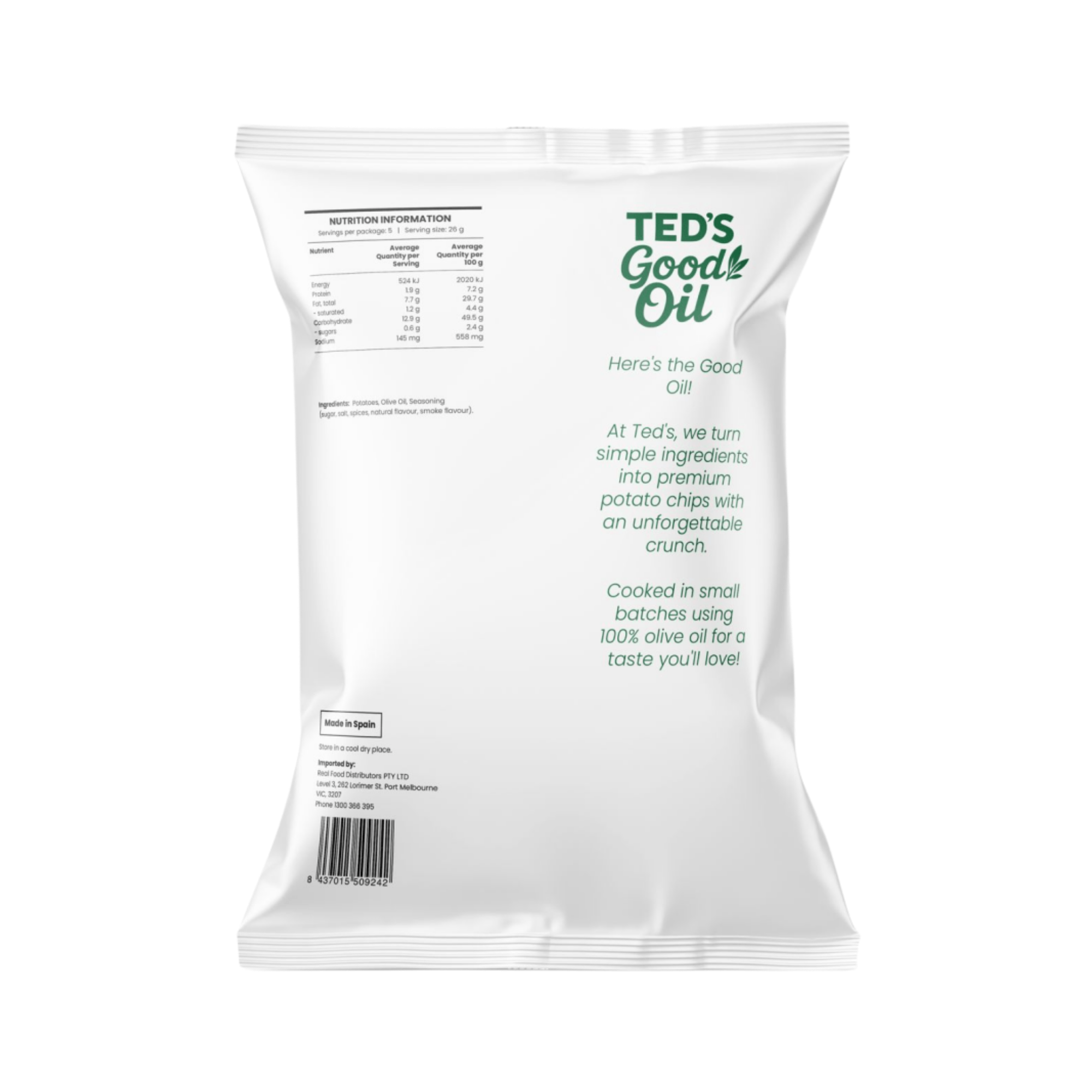 Potato Chips Olive Oil BBQ 130g/10