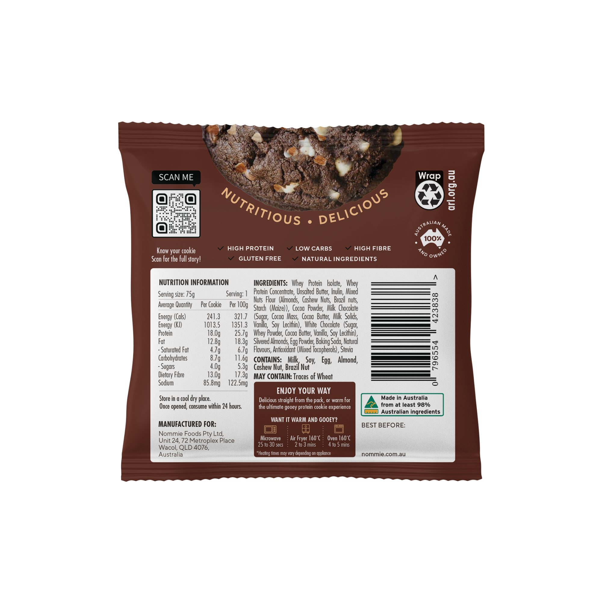 Protein Cookie Triple Choc Chip 75g/10