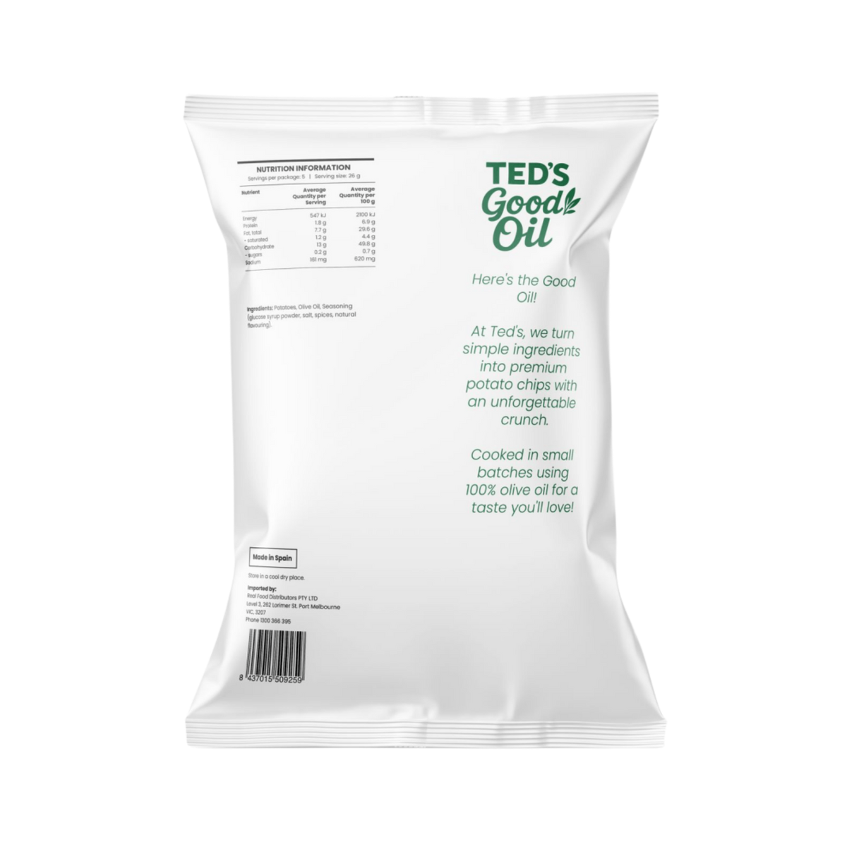 Potato Chips Olive Oil Rosemary Garlic 130g/10