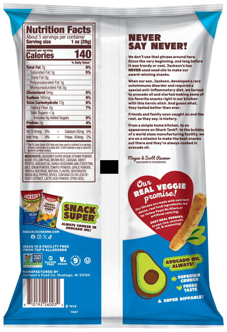 Avo Ranch Vegie Straws 142g/12 image 1