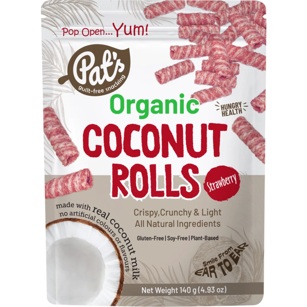 Strawberry Organic Coconut Rolls 140g /12