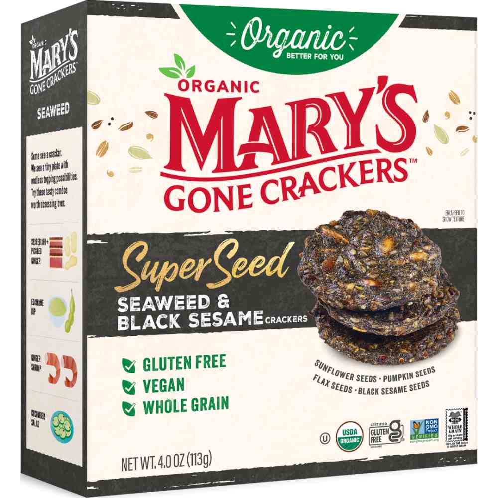 NEW Crackers Super Seed Seaweed and Black Sesame 113g/6