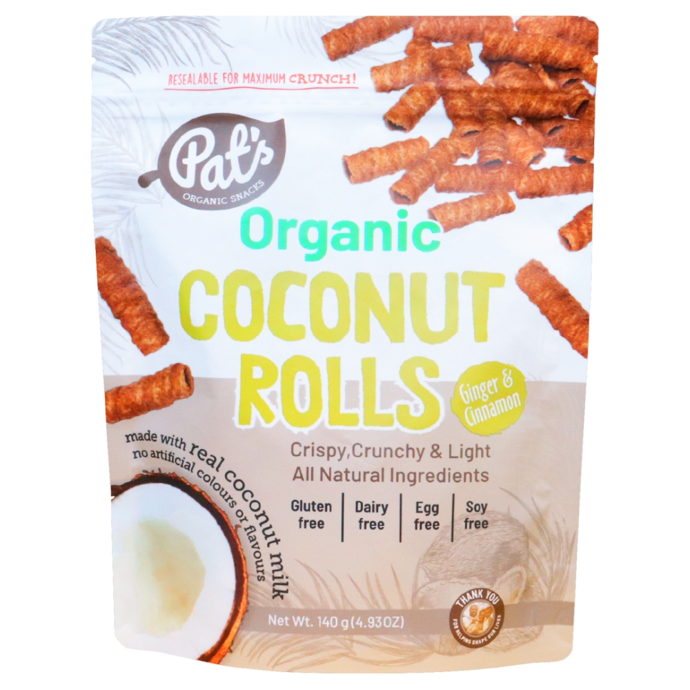 Ginger Cinnamon Organic Coconut Rolls 140g /12